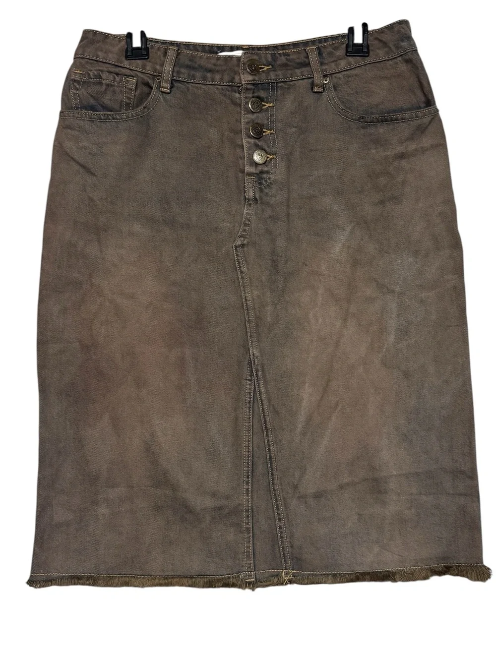 Main‎ Street Exchange Brown Denim Jean Skirt Size 10 Long Modest 100% Cotton